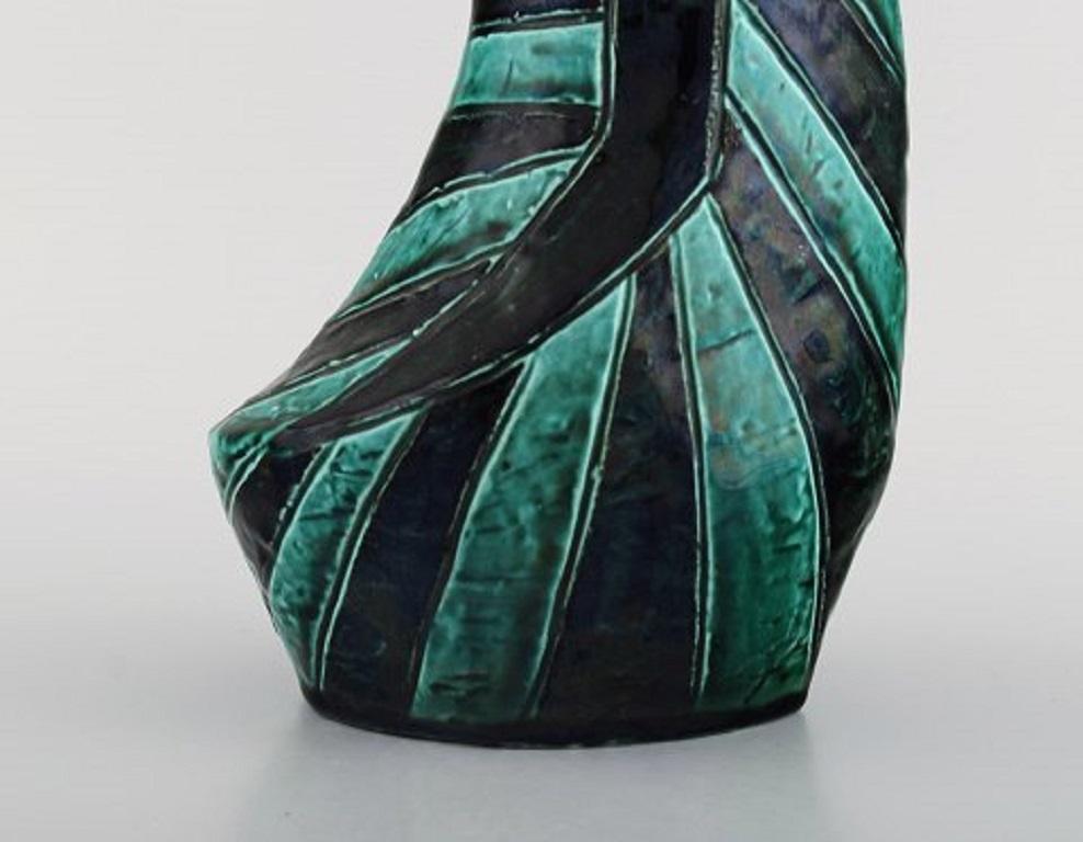 Glazed European Studio Ceramicist, Unique Vase with Striped Design, 1960s / 70s For Sale