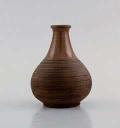 European Studio Ceramicist, Vase in Glazed Ceramics with Grooved Body