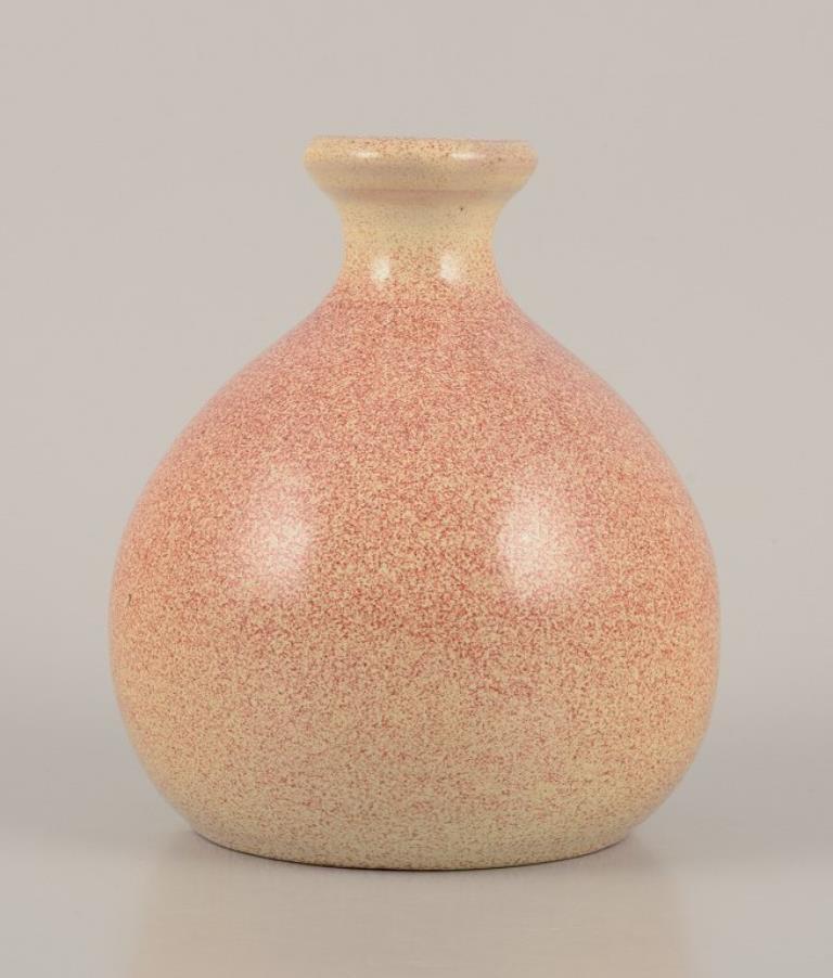 Unknown European Studio Ceramist. Ceramic vase in round shape. 1980s For Sale