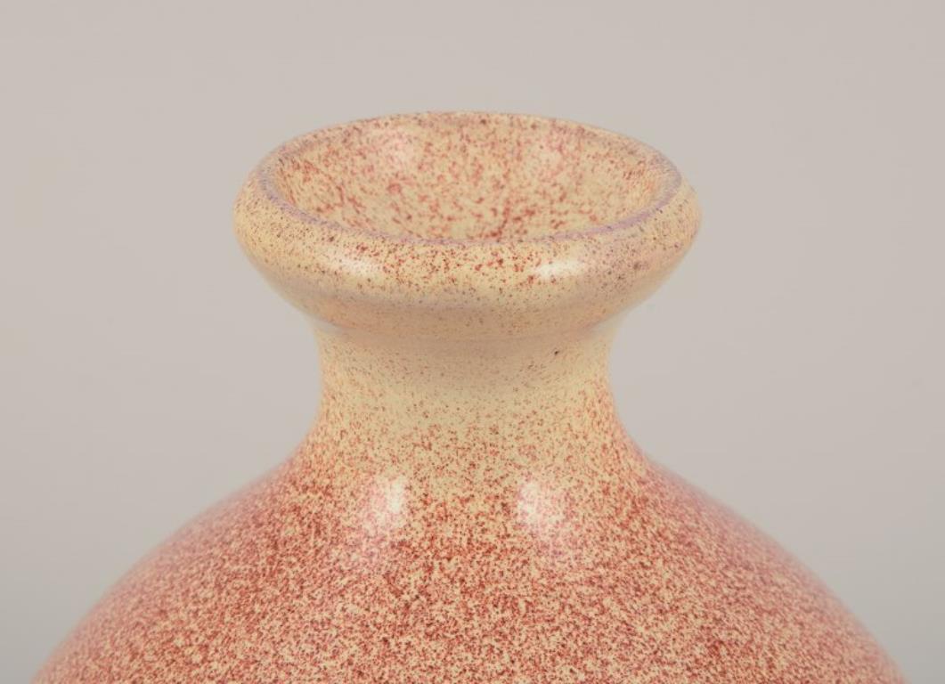 Glazed European Studio Ceramist. Ceramic vase in round shape. 1980s For Sale