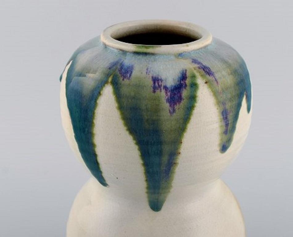 Unknown European Studio Ceramist, Large Unique Vase in Glazed Ceramics, 1980s For Sale