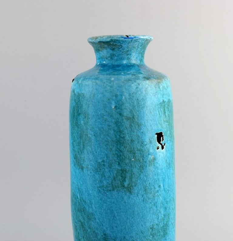 Late 20th Century European Studio Ceramist, Large Unique Vase in Glazed Stoneware For Sale