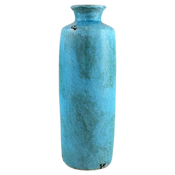 European Studio Ceramist, Large Unique Vase in Glazed Stoneware For Sale