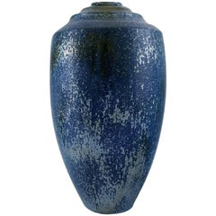 European Studio Ceramist, Large Vase in Glazed Ceramics with Metallic Glaze