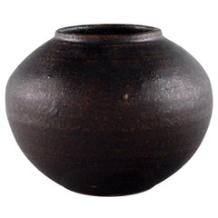 European Studio Ceramist, Round Vase in Glazed Ceramics, 1970s-1980s