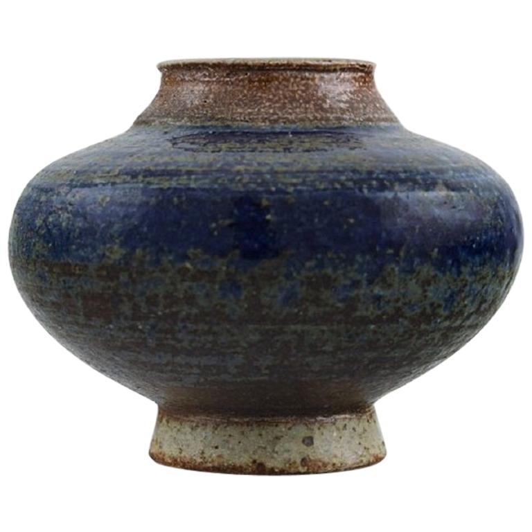 European Studio Ceramist, Small Unique Vase in Glazed Ceramics, 1960s-1970s