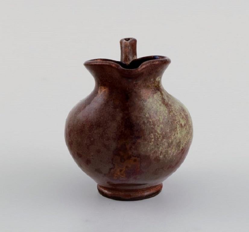 Mid-Century Modern European Studio Ceramist, Small Unique Vase / Jug in Glazed Stoneware For Sale