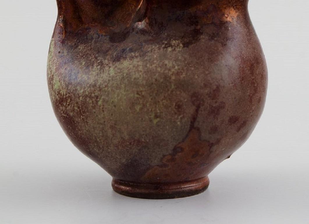 European Studio Ceramist, Small Unique Vase / Jug in Glazed Stoneware In Excellent Condition For Sale In Copenhagen, DK