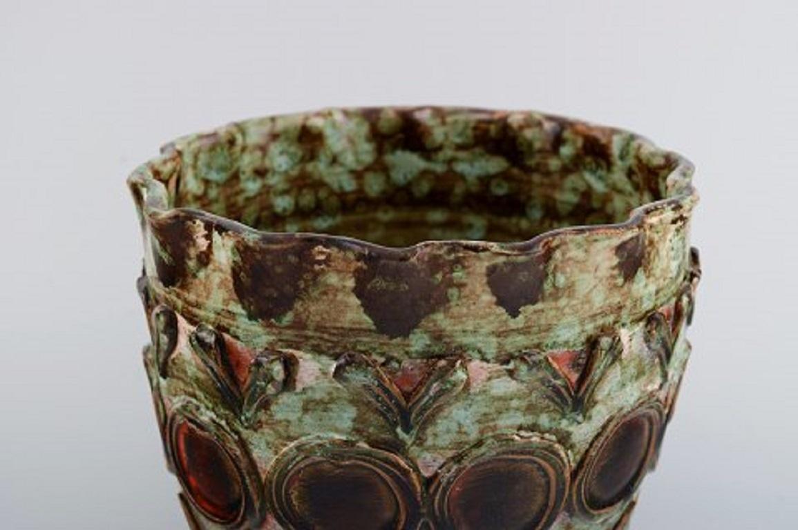 Unknown European Studio Ceramist, Two Flower Pots in Glazed Ceramics, 1960s / 70s