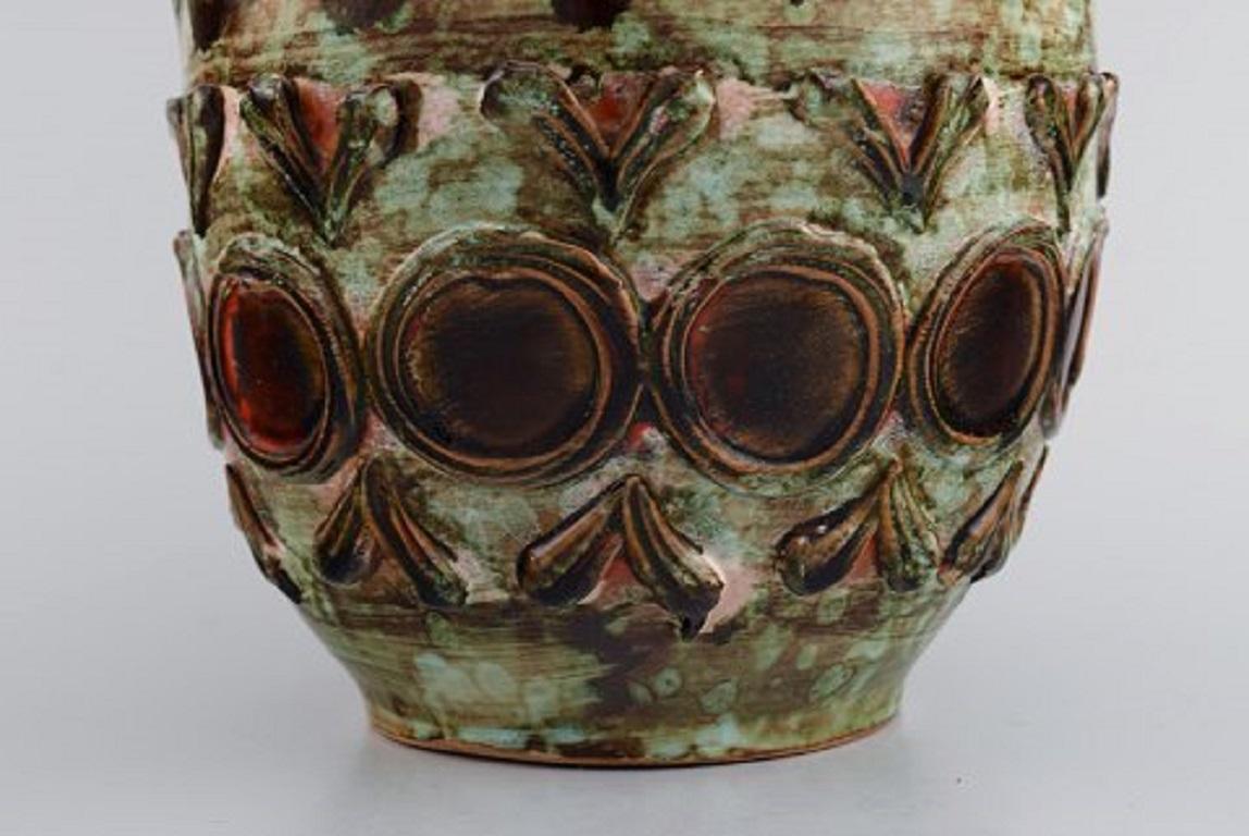Mid-20th Century European Studio Ceramist, Two Flower Pots in Glazed Ceramics, 1960s / 70s