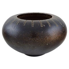 European Studio Ceramist, Unique Vase in Glazed Ceramics with Grooved Design