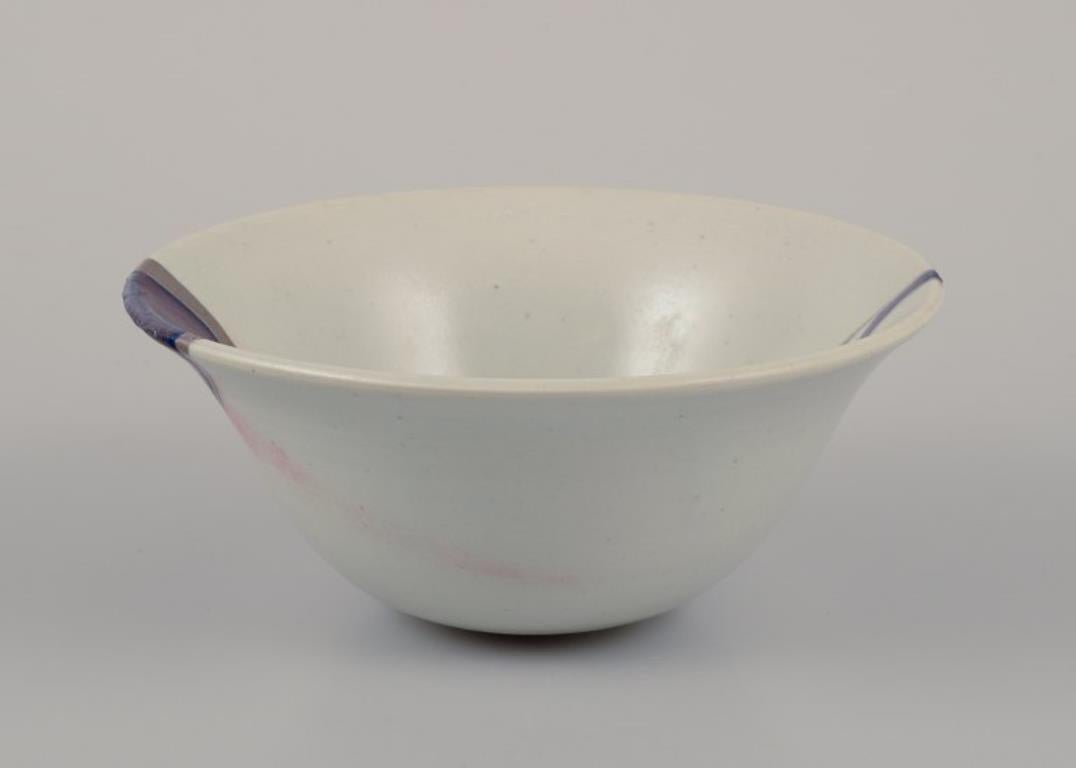 20th Century European studio ceramist, unique ceramic bowl. Iron glaze. Late 20th C. For Sale