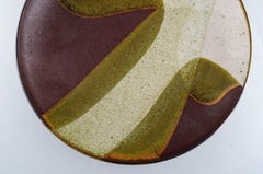 European Studio Ceramist, Unique Dish in Glazed Ceramics, Dated 1985