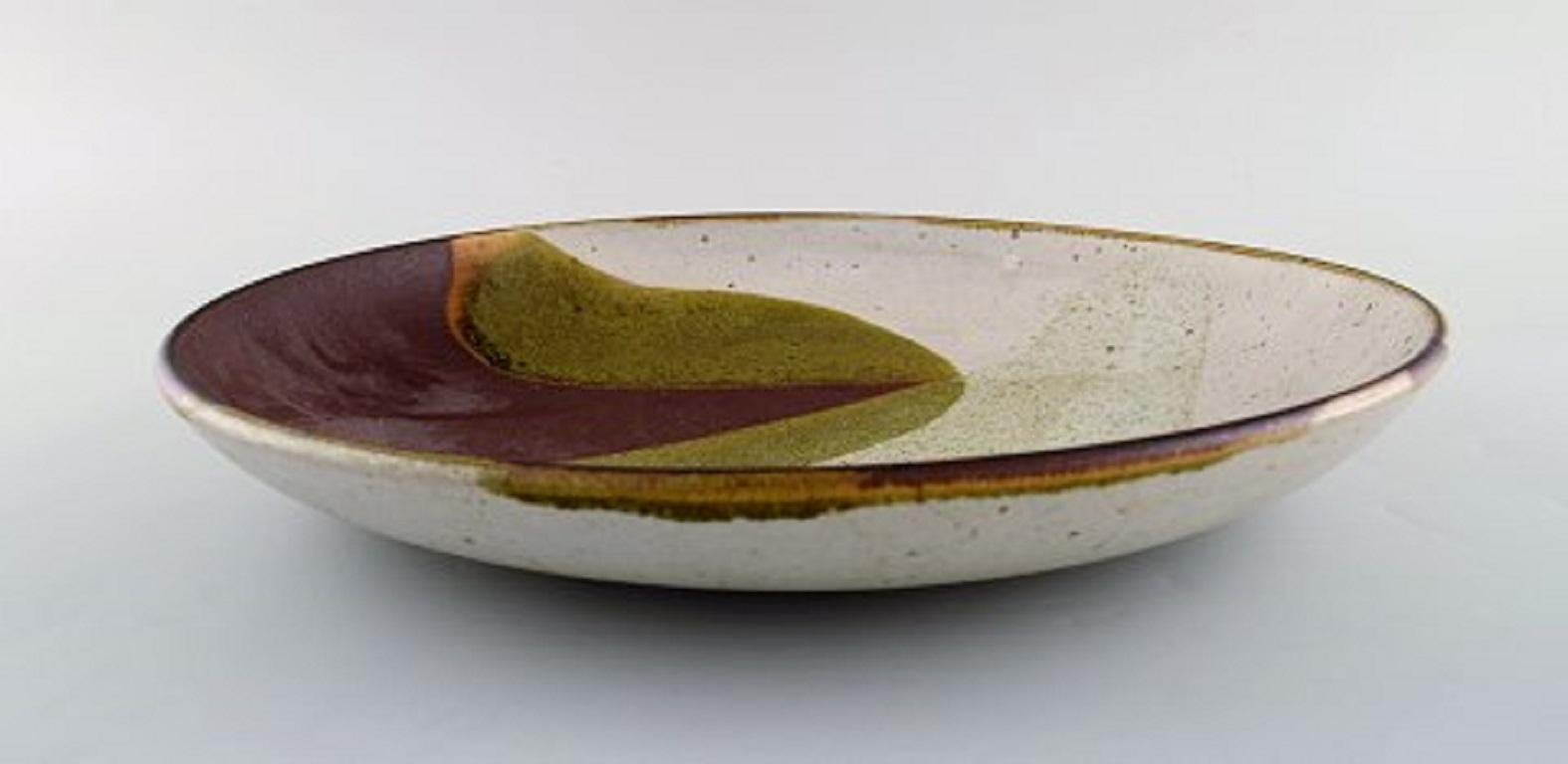 Unknown European Studio Ceramist, Unique Dish in Glazed Ceramics, Dated 1985 For Sale