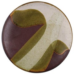 Retro European Studio Ceramist, Unique Dish in Glazed Ceramics, Dated 1985