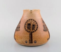 Europäischer Studio-Keramikkünstler, einzigartiger Krug aus glasierter Keramik, datiert 1947