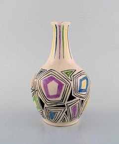 European Studio Ceramist, Unique Jug with Handle in Glazed Ceramic, Dated 1957