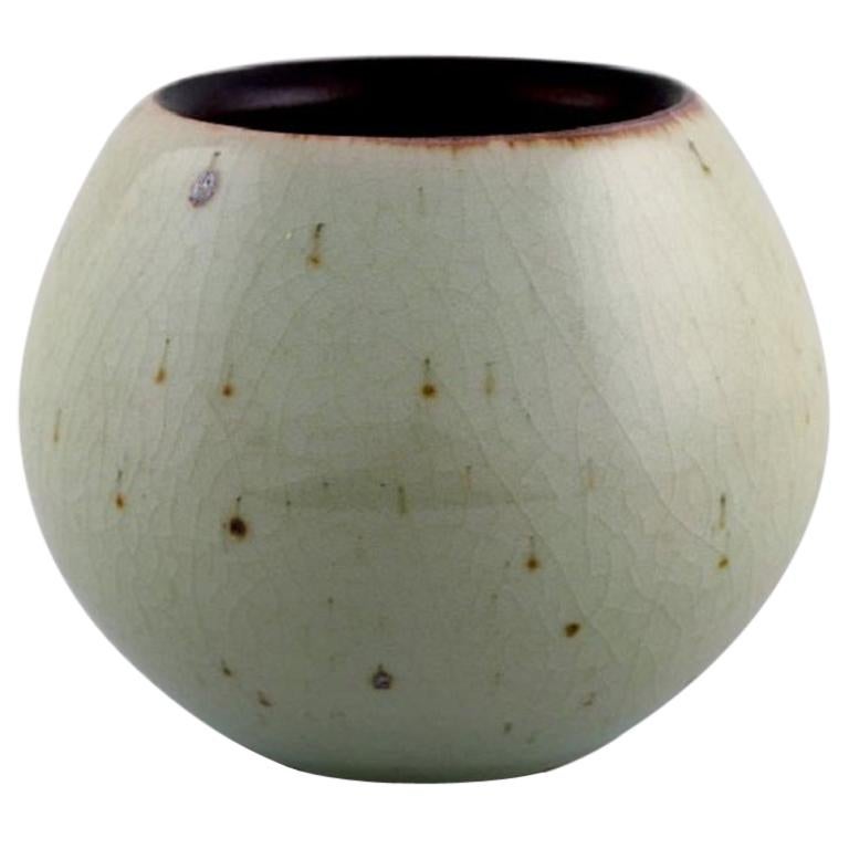 European Studio Ceramist, Unique Vase in Glazed Ceramics, 1980s For Sale