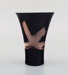 European Studio Ceramist, Unique Vase in Glazed Ceramics, circa 1980