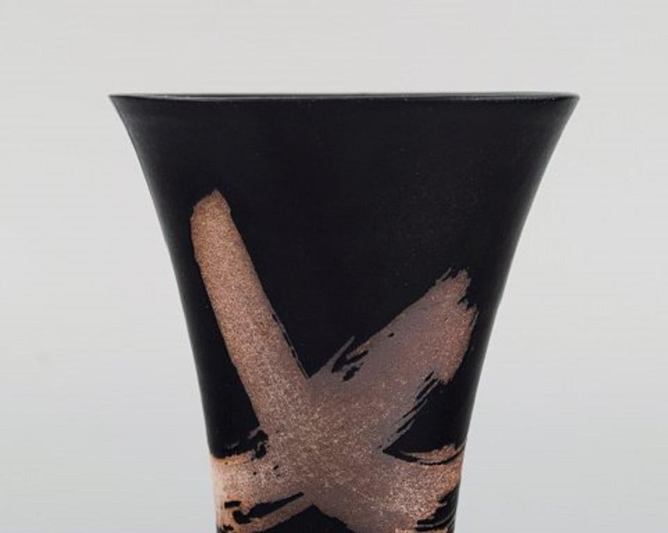 Modern European Studio Ceramist, Unique Vase in Glazed Ceramics, circa 1980 For Sale