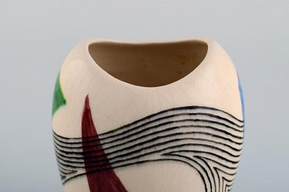Mid-Century Modern European Studio Ceramist, Unique Vase in Glazed Ceramics, Dated 1957