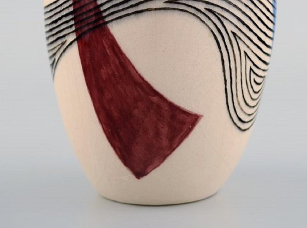 Unknown European Studio Ceramist, Unique Vase in Glazed Ceramics, Dated 1957