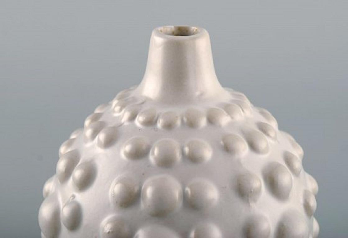 Modern European Studio Ceramist, Unique Vase in White Glazed Ceramics, 1980s