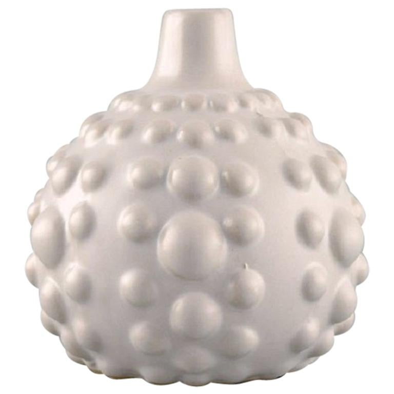 European Studio Ceramist, Unique Vase in White Glazed Ceramics, 1980s