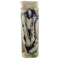 European Studio Ceramist, Unique Vase with Hand Painted Abstract Motifs