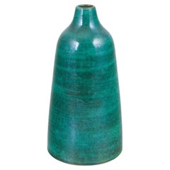 European studio potter. Stoneware vase with deep emerald green glaze. 1970s