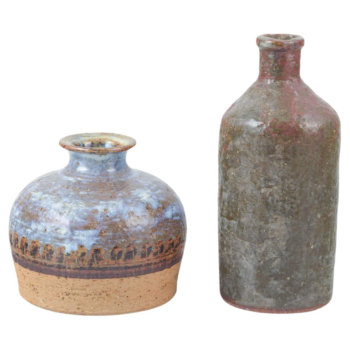 Alfareros de Estudio Europeos. Dos jarrones de gres, años sesenta-setenta