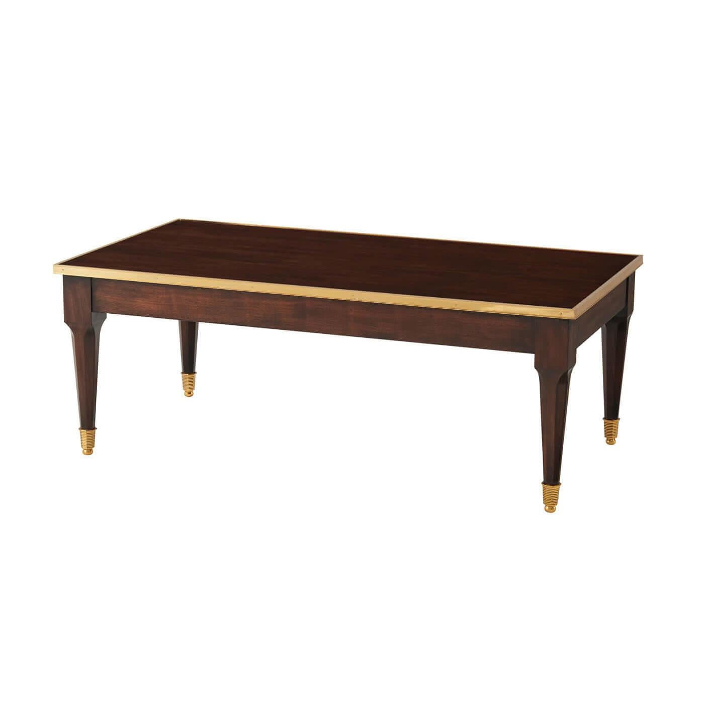 Neoclassical European Style Brass Bound Coffee Table For Sale