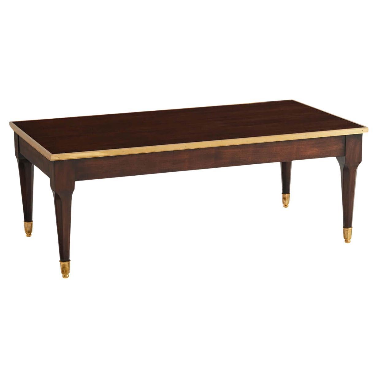 European Style Brass Bound Coffee Table For Sale