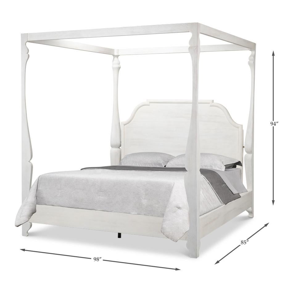 European Style Canopy Bed, Bungalow White For Sale 2
