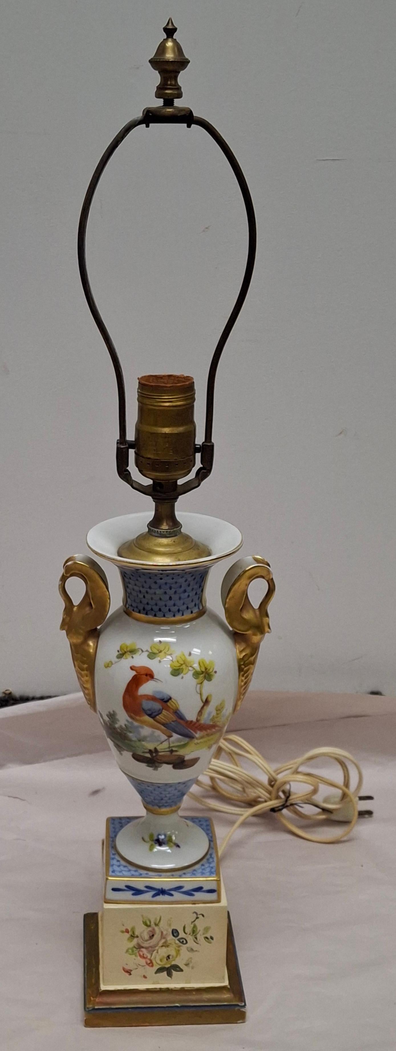 A Mid 20th Century European Style Decorated Porcelain Urn mounted as Table Lamp.
Measures: 5