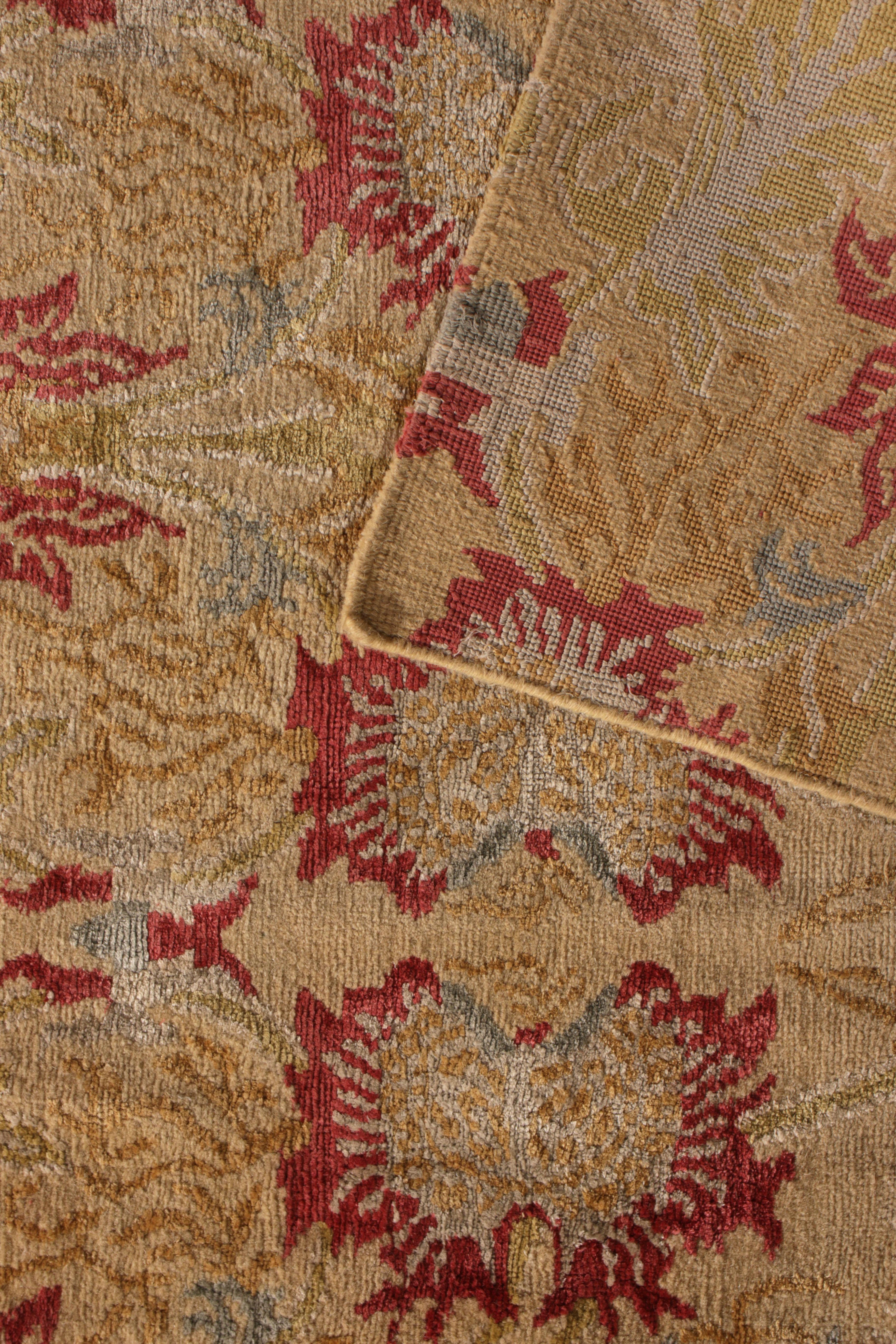Teppich & Kelim-Teppich im europäischen Stil, Floral, Läufer aus goldroter Wolle und Seide (Handgewebt) im Angebot