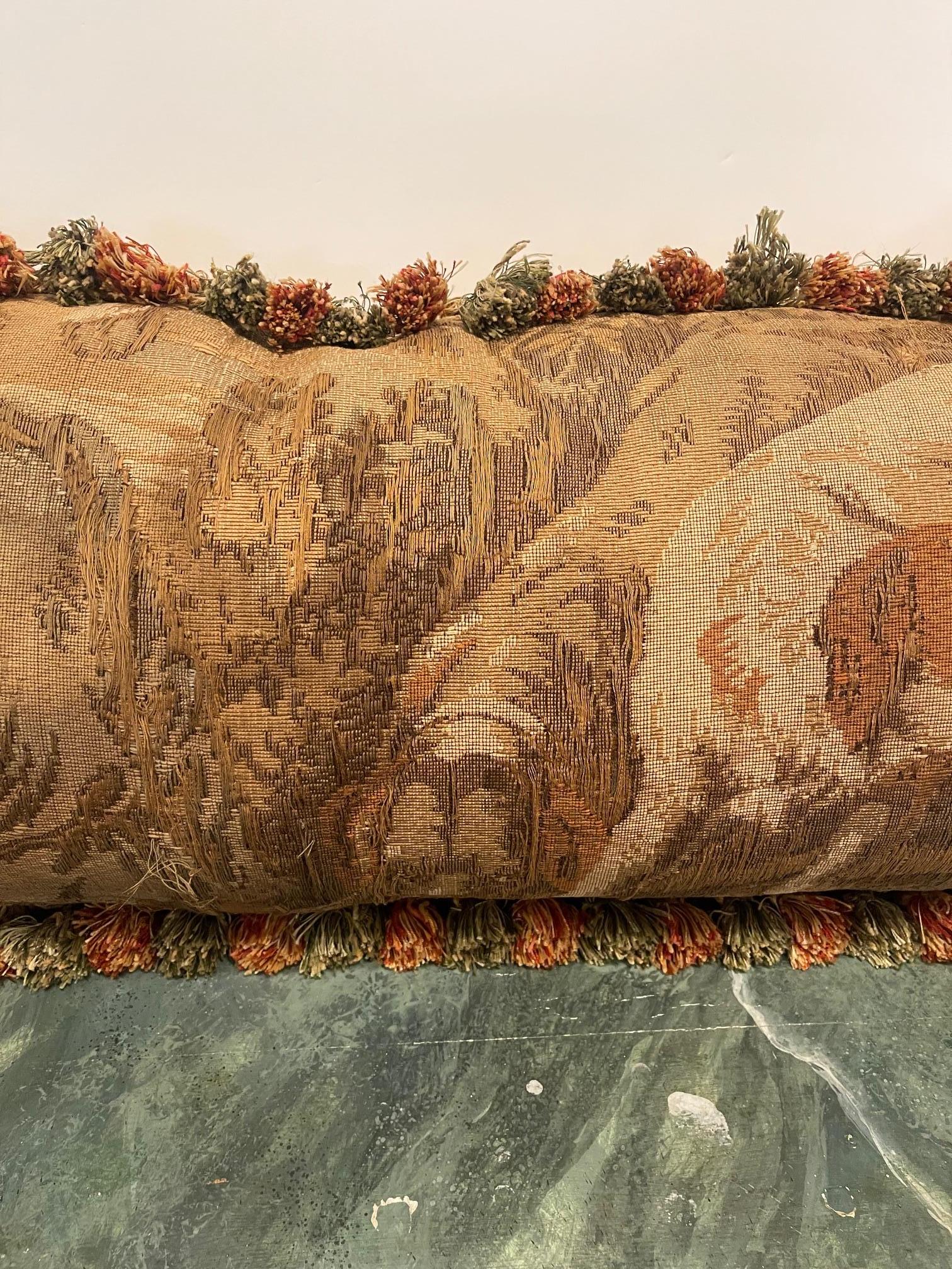 European Style Pillow Made from an 18th Century Tapestry Fragment For Sale 2