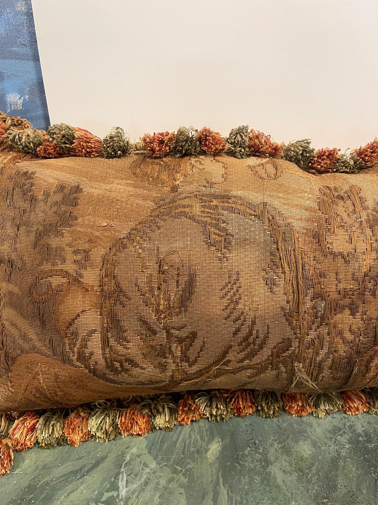 European Style Pillow Made from an 18th Century Tapestry Fragment For Sale 3