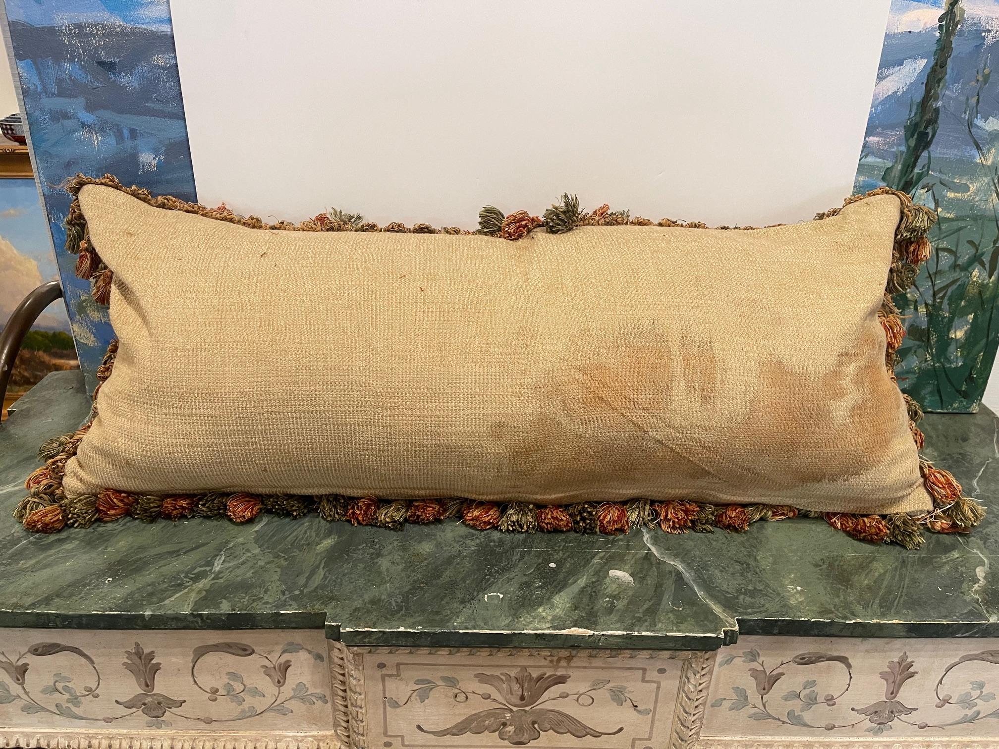 European Style Pillow Made from an 18th Century Tapestry Fragment 4