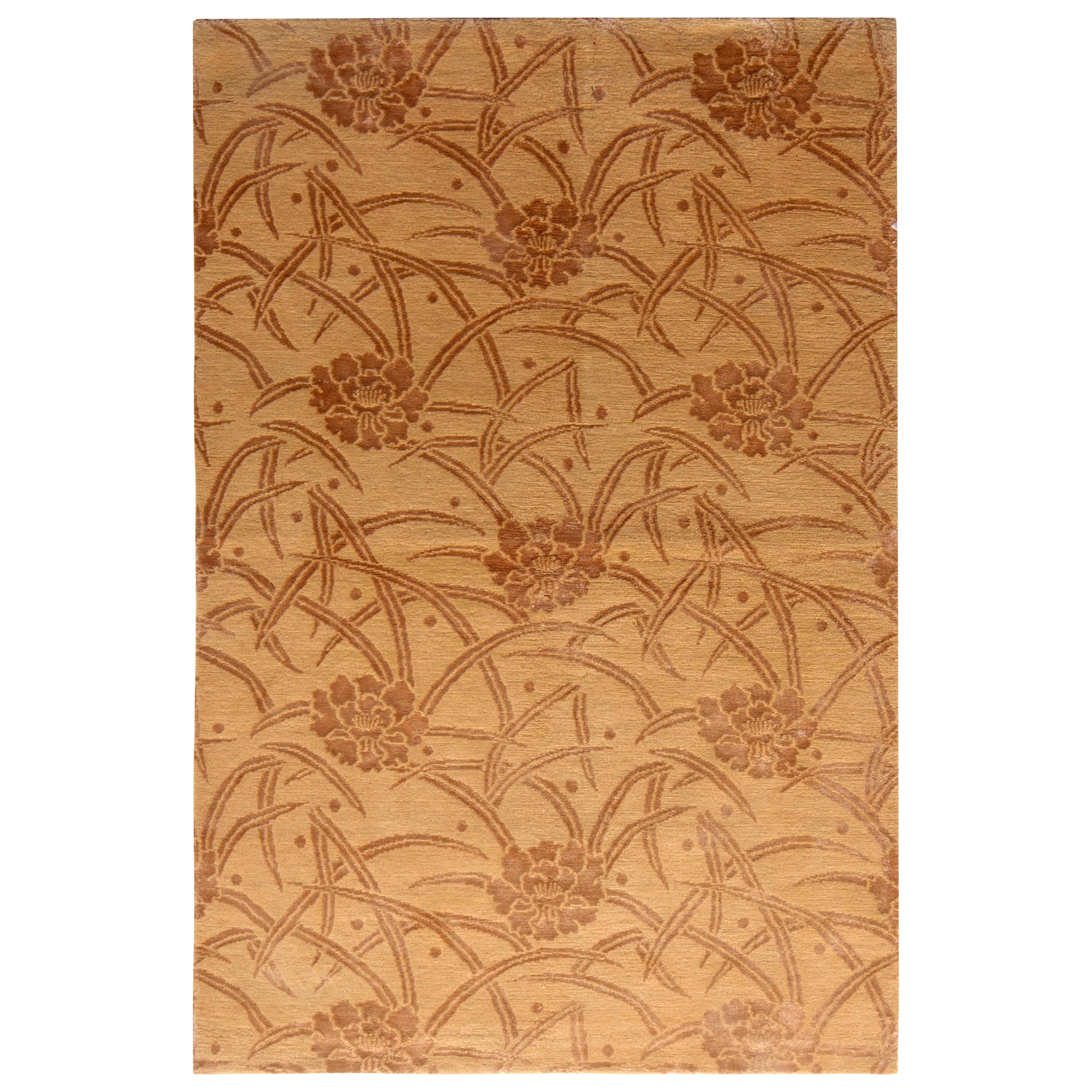 Rug & Kilim's European-Style Rug Beige Brown Floral Pattern