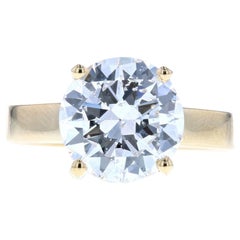 European Style Shank Large Gold Band Diamond Engagement Ring