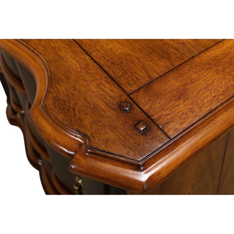 Contemporary European-Style Walnut and Ebonized Chest of Drawers For Sale