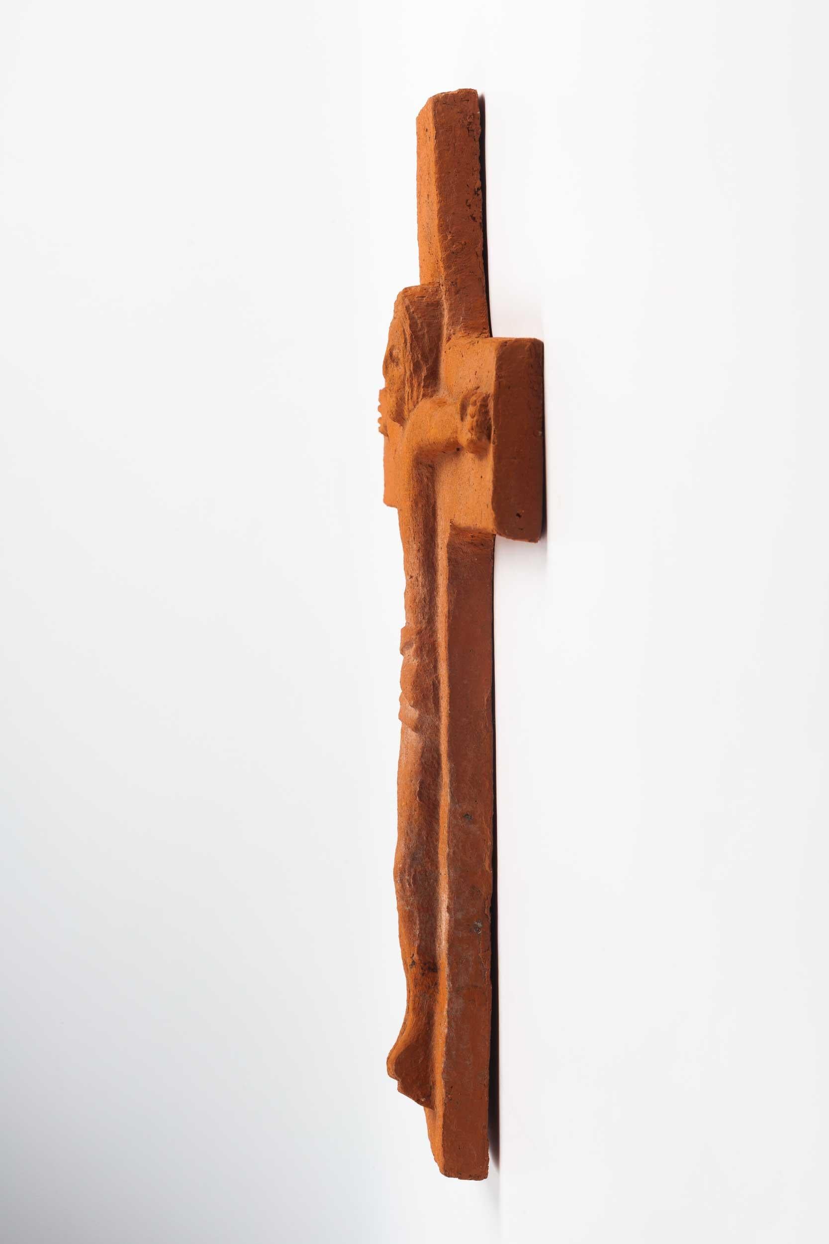 European Terra Cotta Crucifix, 1980s In Good Condition In Chicago, IL