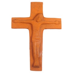 European Terra Cotta Crucifix, 1980s