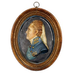 European Terracotta Portrait Plaque of a Nobleman with The Order of the Garter