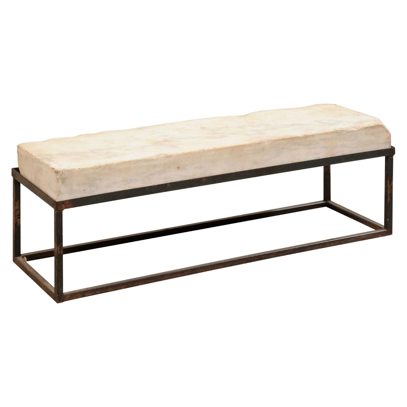 Iron Base with Marble Top Coffee Table at 1stDibs