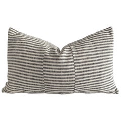 European Ticking Stripe Black Lumbar Pillow with Down Feather Insert