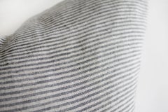 European Ticking Stripe Pillow Cover in Blue and Natural Linen