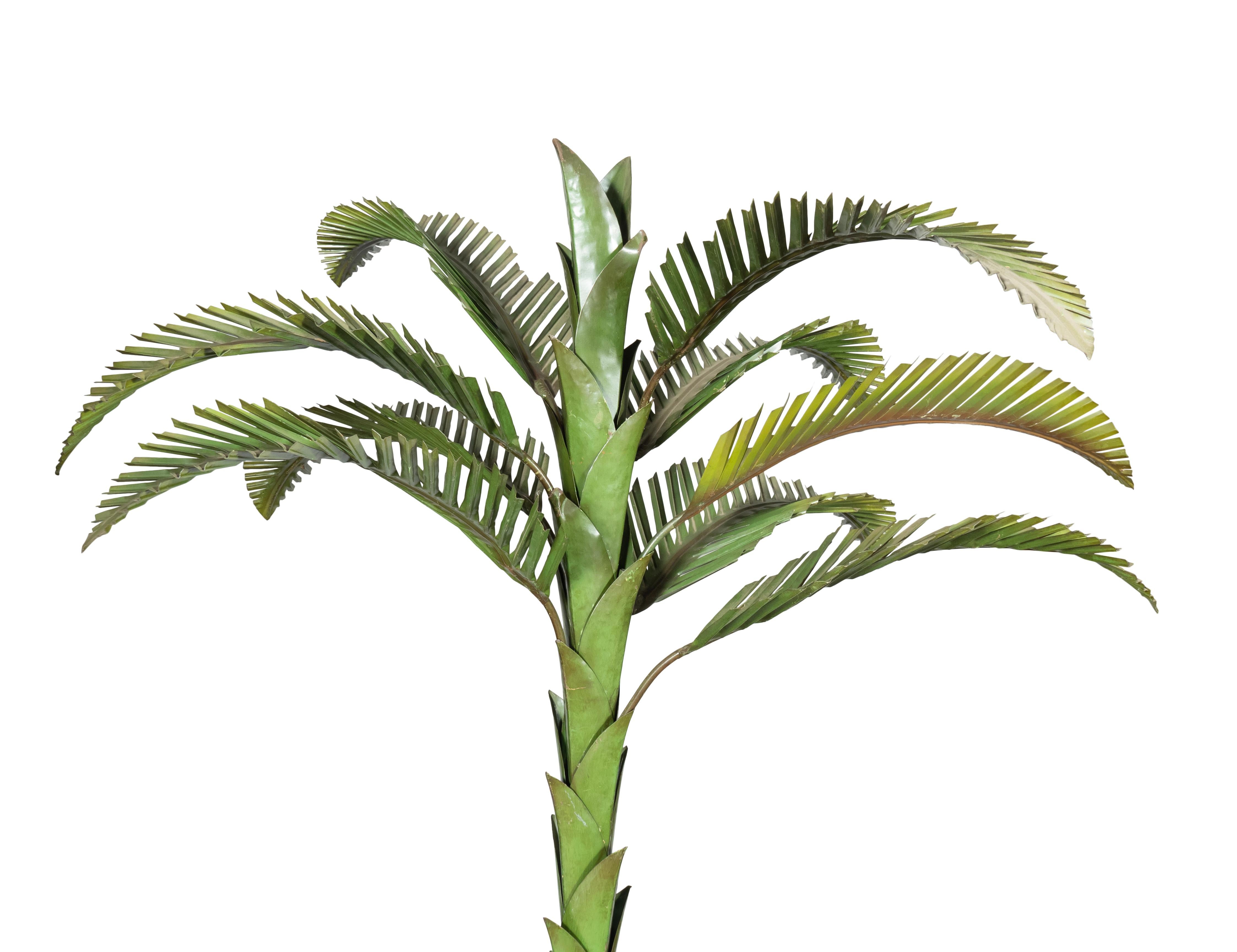 Painted European Tole And Copper Palm Tree For Sale