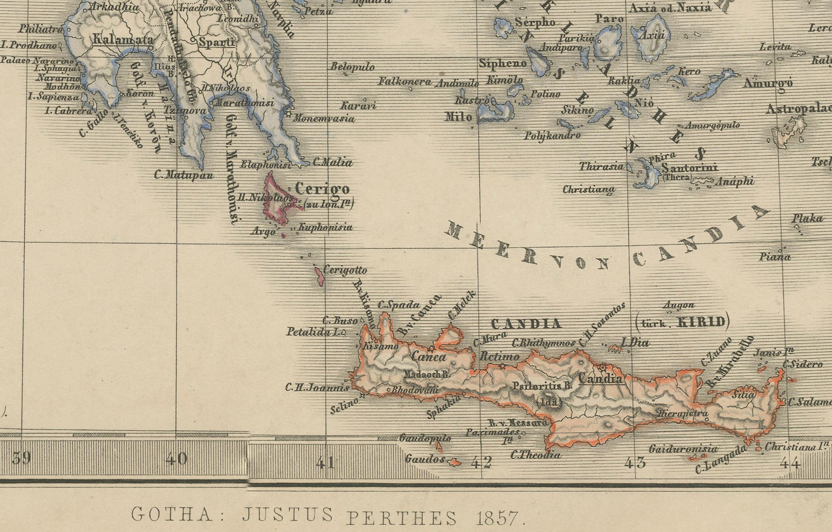 XIX secolo Mappa Turchia e Grecia - Balcani e Isole Ionie 1857 in vendita